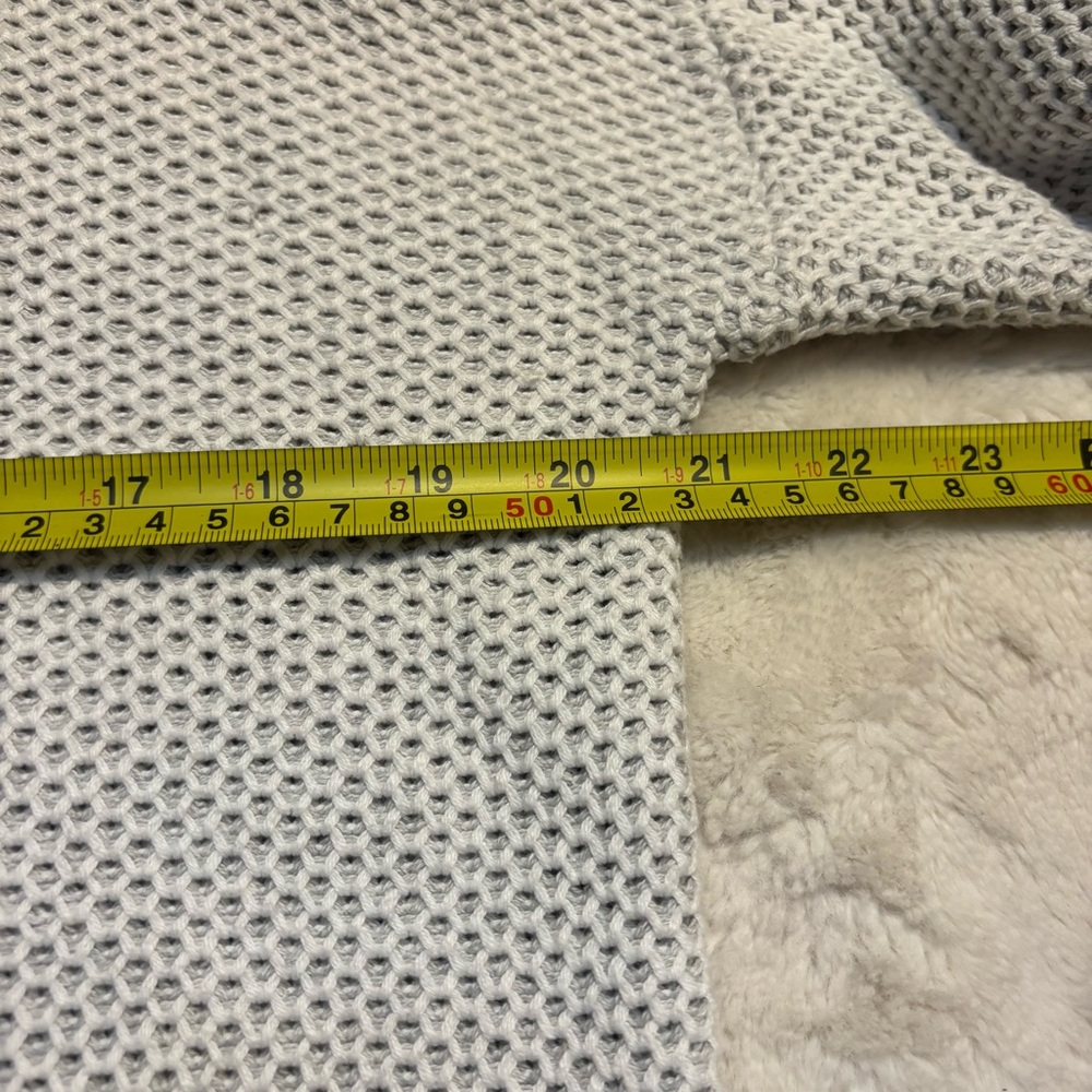 NEW Rachel Zoe Hoodie Sweater Small White Grey Honeycomb Knit Cotton long Slvs - Picture 13 of 15